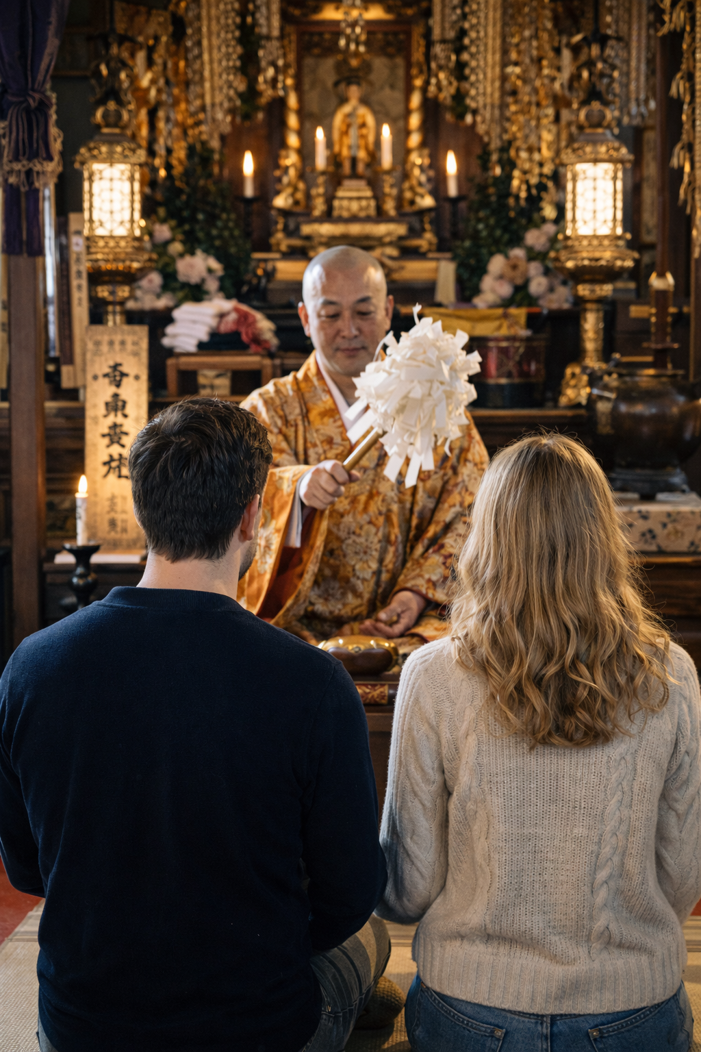 静かな寺院の祈りの空間