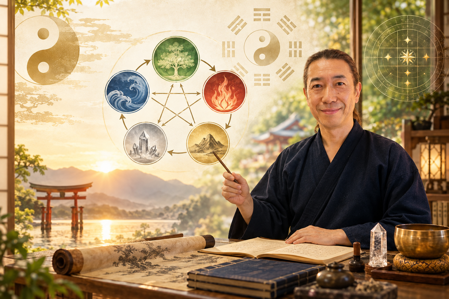 陰陽五行の木・火・土・金・水と八卦を解説する清家龍征